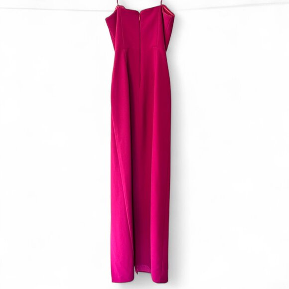 Nicole Miller Sz 0 Hot Pink Crepe Strapless Sweetheart Formal Gown - Picture 6 of 8